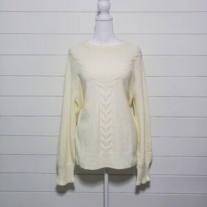 Talbots Women's Off White Pullover Sweater Cable Knit. Size: XL